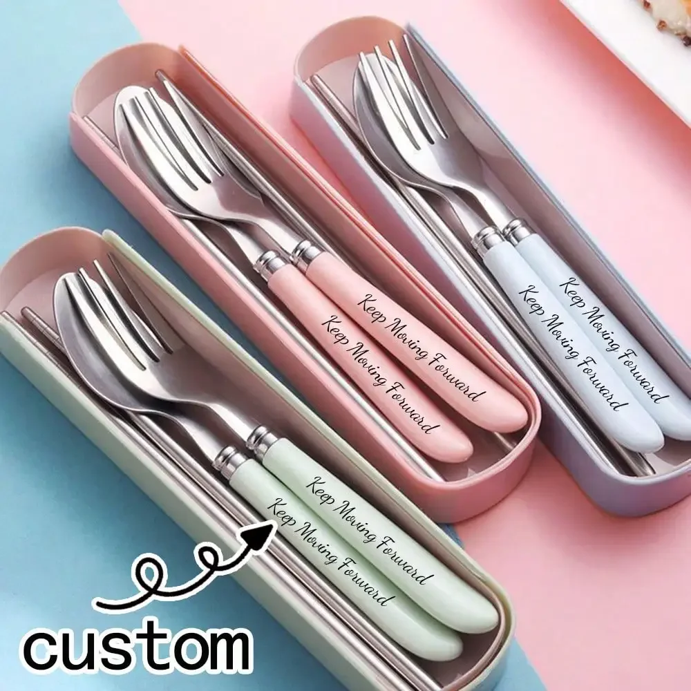 

Customizable Cutlery Set, Portable Stainless Steel Tableware Set With Spoon, Fork, Chopsticks And Carrying Case, For Outdoor Travel And Kitchen Use,Multi-Functional,Adjustable,Durable,Reusable,Ornamental,Easy To Clean,Stainless,Engraved,Cute,Comfortable,S