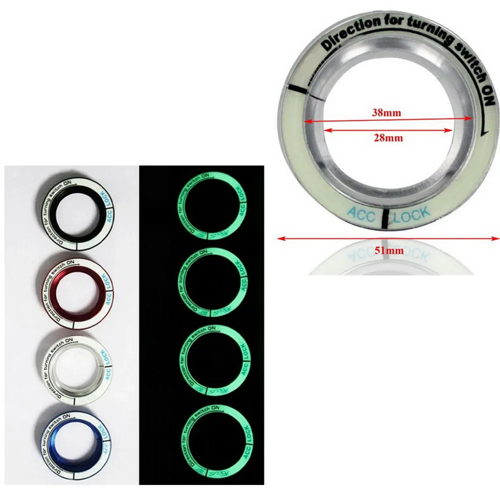 

Luminous Ignition Switch Cover for Ford Focus 2 3 4 MK2 3 4 ST Fusion Car-Styling Fluorescence Light Key Hole Circle Red Silver