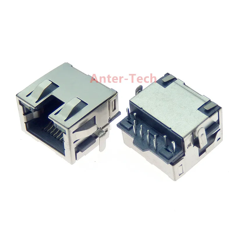 

5PCS All-copper Rj45 socket with light belt shield with shrapnel 8P8C network interface Ethernet PCB female seat