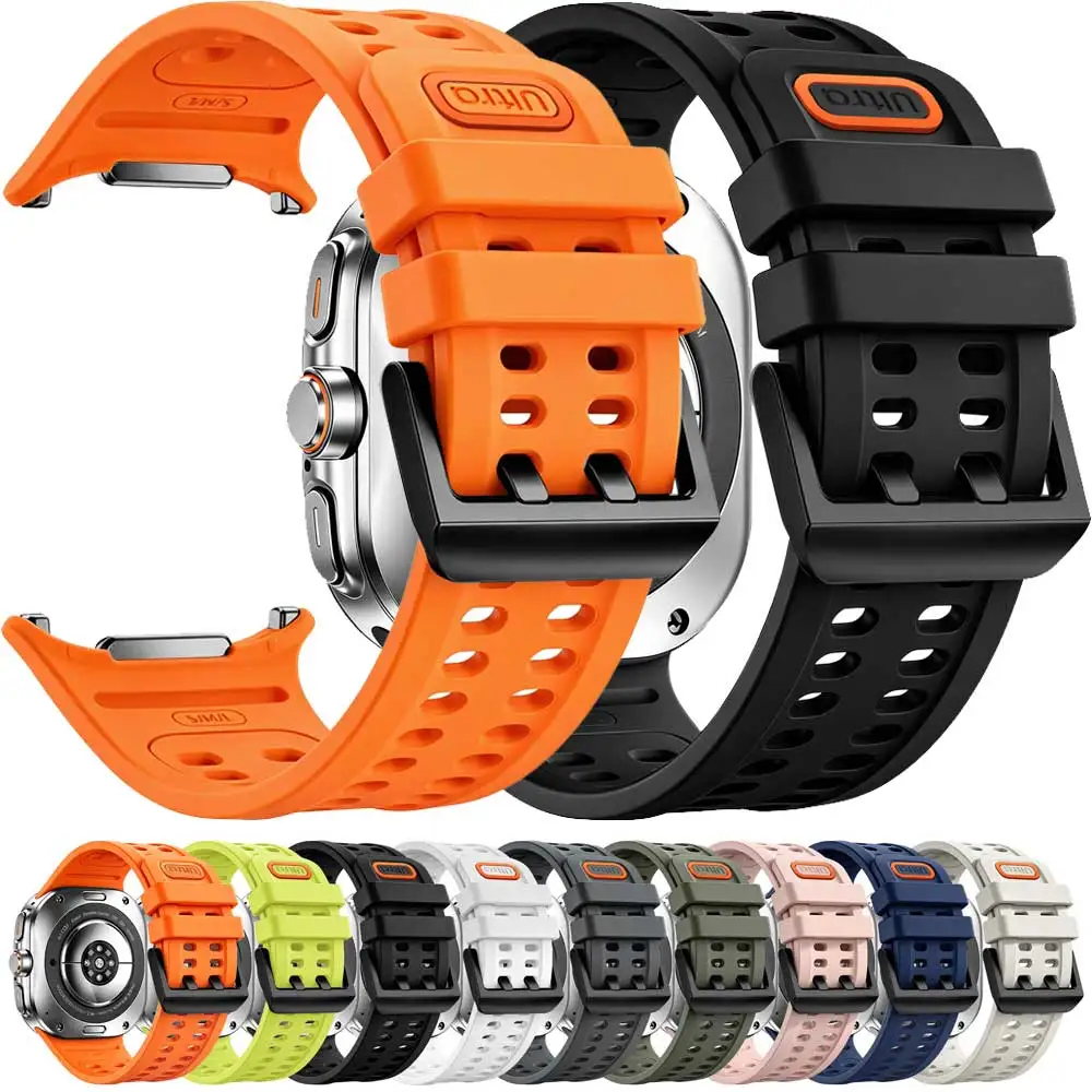 Soft Silicone Straps For Samsung Galaxy Watch Ultra 2 1 47mm Marine Band For Galaxy Watch Ultra 2024 2025 2026 Breathable Belt