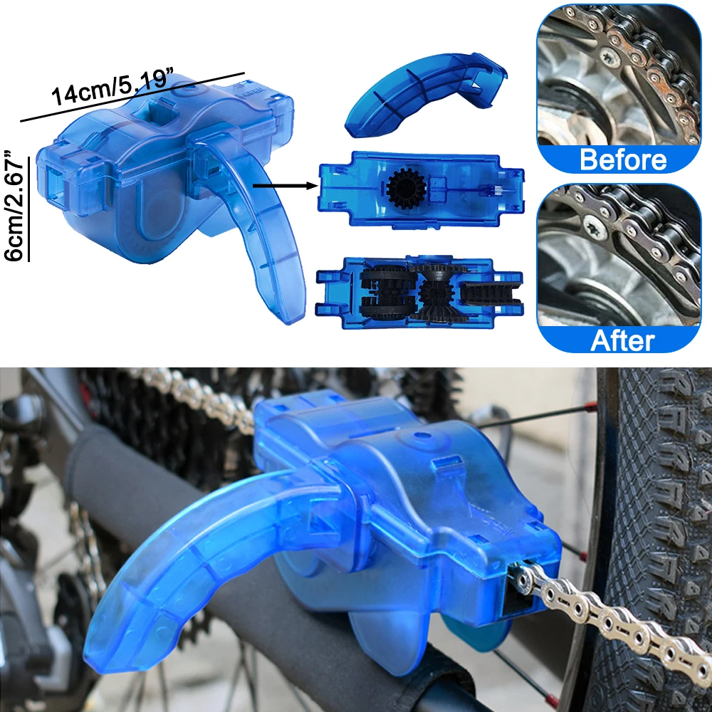 Portable Bicycle Chain Cleaner Bike Brushes Scrubber Wash Tool Mountain Cycling Cleaning Kit Outdoor Accessory