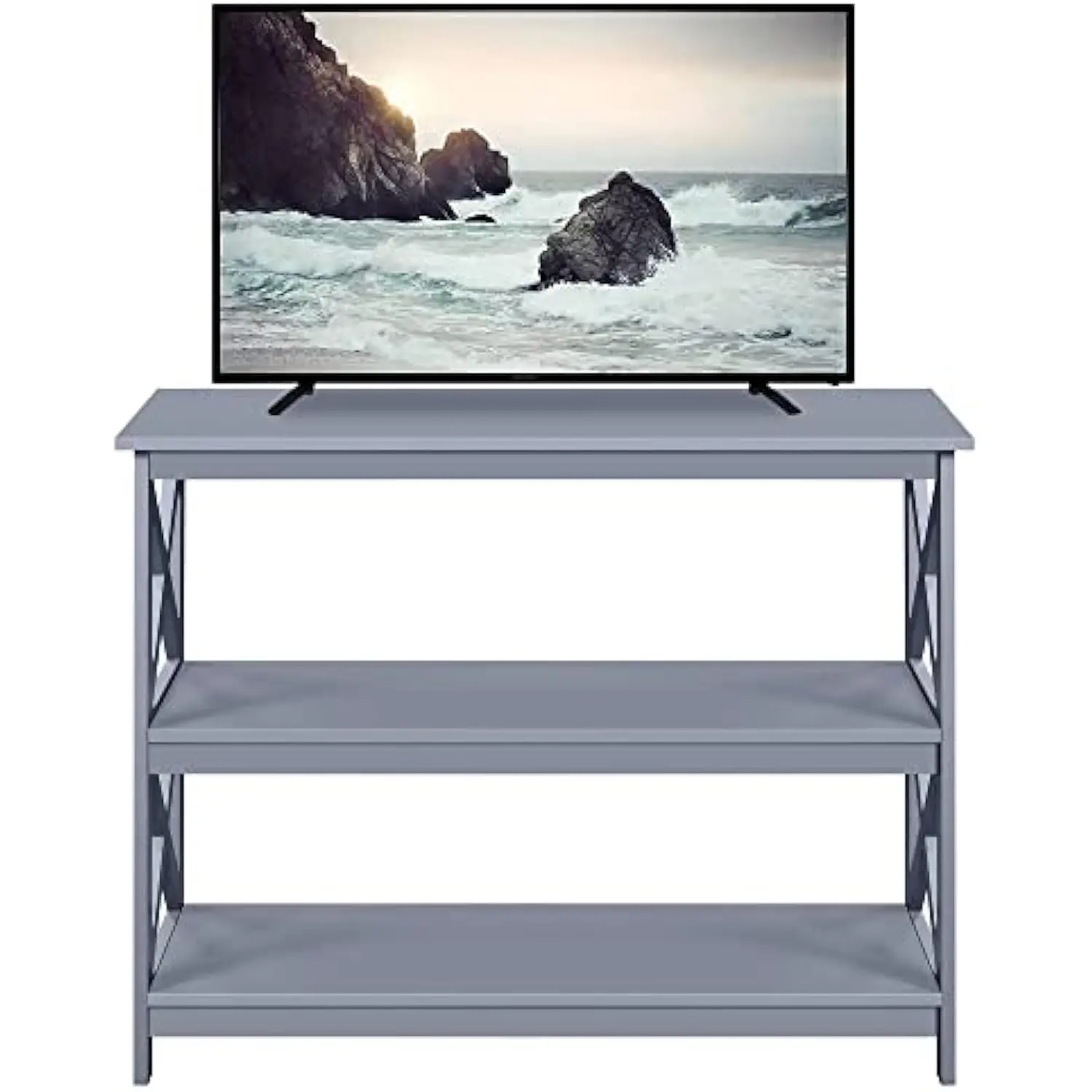 

Television Stands & Entertainment Centers with 3 Tier Storage Shelf TV Stand for Living Room, Gray