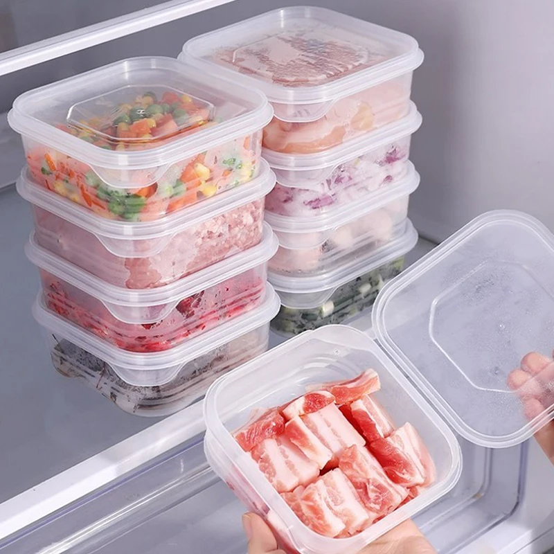 3Pcs Plastic Refrigerator Storage Box Transparent Freeze Meat Vegetable Fresh-Keeping Storage Container With Lid For Kitchen