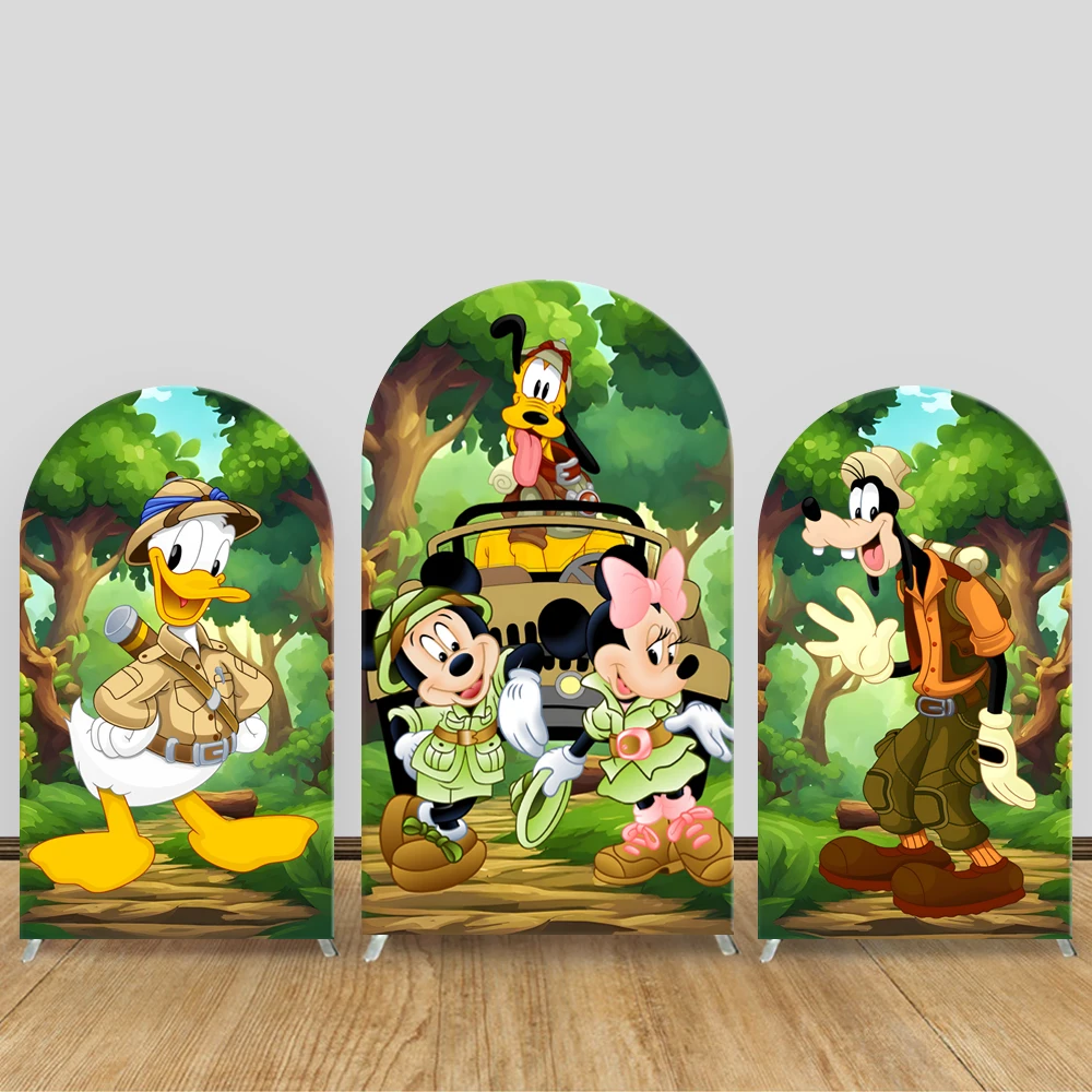 

TB Mickey Safari Arch Backdrop Cover Disney Kids Birthday Baby Shower Party Decoration Jungle Adventure Photography Background