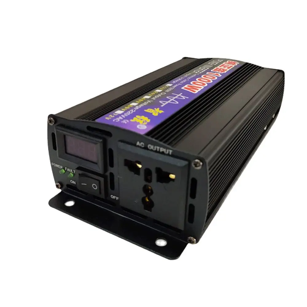 New Pure Sine Wave Inverter 1000W Power Solar Car Inverters Singular Display 12V 24V 48V 60V 50HZ To AC 220V Voltage