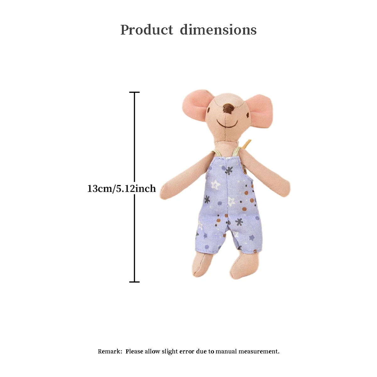 H-13Cm Play House Toy with Changeable Mouse with Blue Overalls and Suspender Skirt Suitable for Bjd Ob11 Maileg Toy House Ornaments Children's Day Gift Birthday Gift