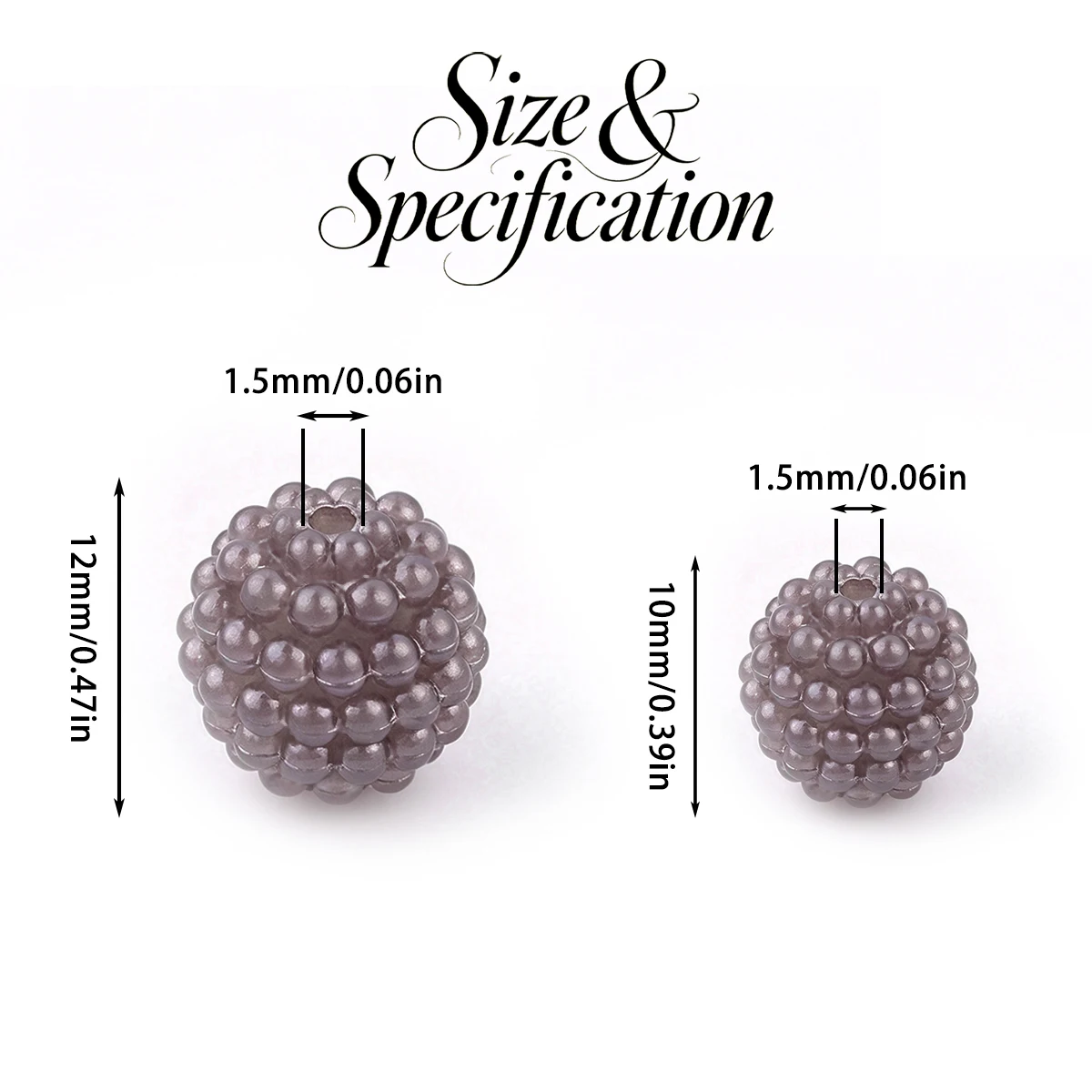 10/12mm 30/50Pcs Deep Purple Round Bayberry Acrylic Loose Beads for Jewelry Making Bracelet Necklace Keychain DIY Accessories