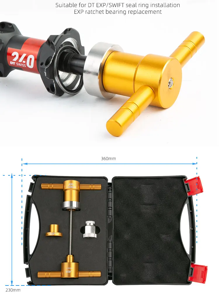 Für DT-SWISS EXP/SWIFT Fahrradnaben-Reparatur-Werkzeugsatz, Ratschenlager- und Dichtungsring-Installation, CNC-Aluminiumlegierung/Edelstahl-Werkzeug – Detail 3