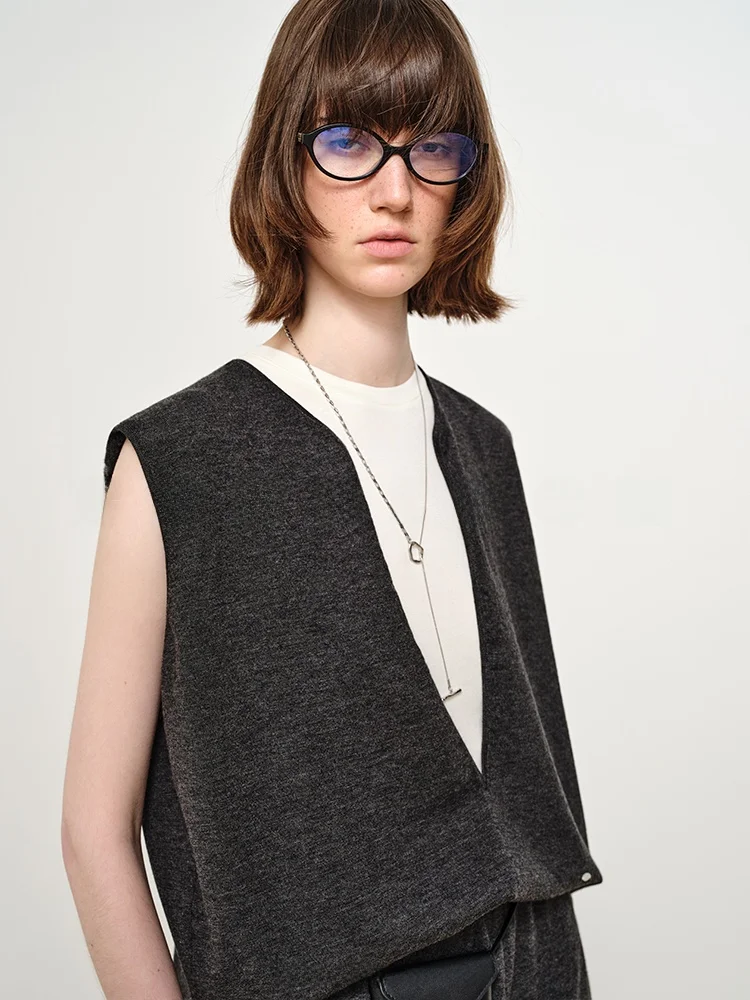 

Женский шерстяной жилет COOBLOOM 2026: Новинка, без пуговиц, формоустойчивый, для многослойных образов, оригинальный дизайн, весенняя мода