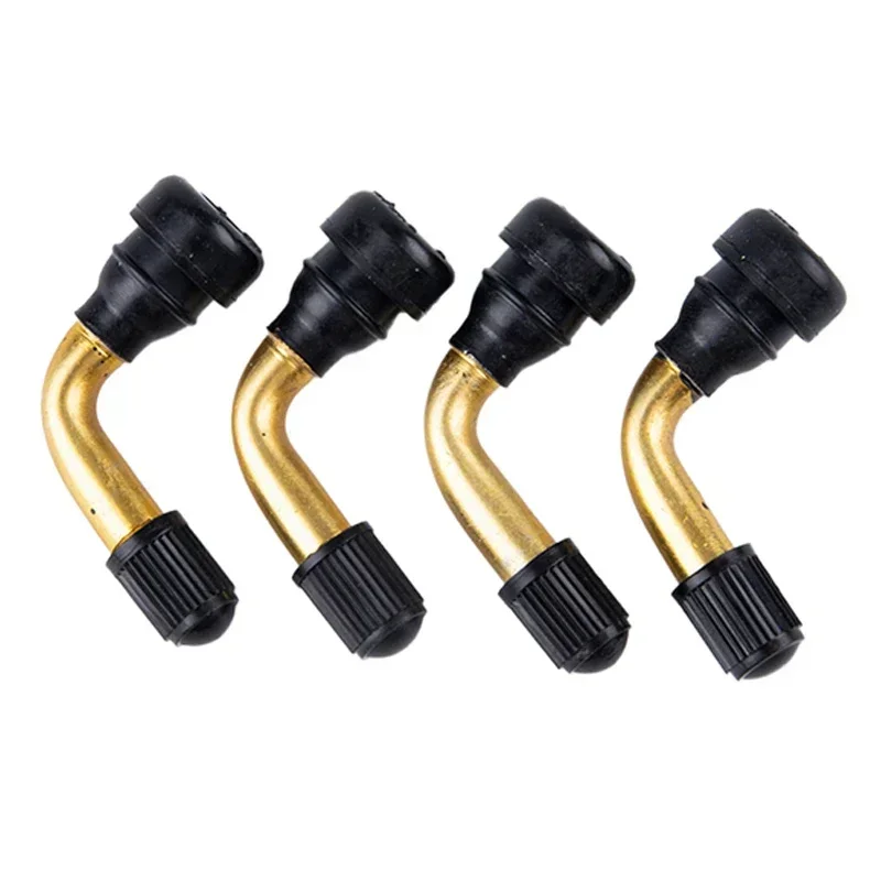 1/4pcs Rubber Angle Valve Tire Valve Stem Snap-in Rubber Base Brass Stem For Tubeless Tires Nipple Motorcycle Scooter