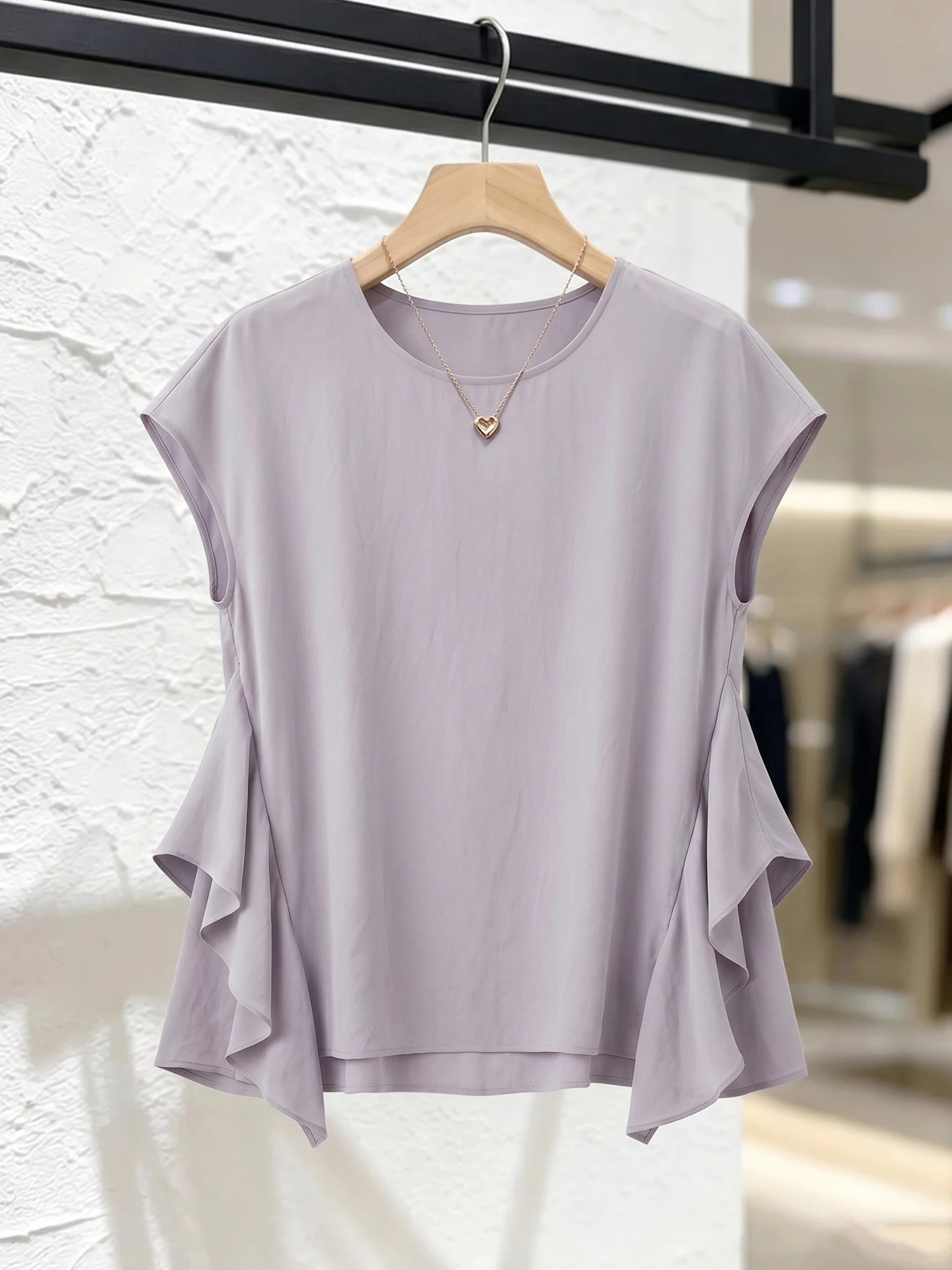 

Elegant Color round Neck Short Sleeve Commute Shirt Women's Fashionable Base Layer Top Straight Cut Summer T-shirt
