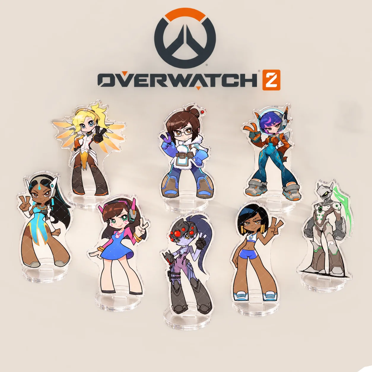 Overwatch 2 10cm Acrylic Stand Figures Mercy Keychain  Game Character Desktop Tabletop Ornament Gamer Fans Collectible Gift