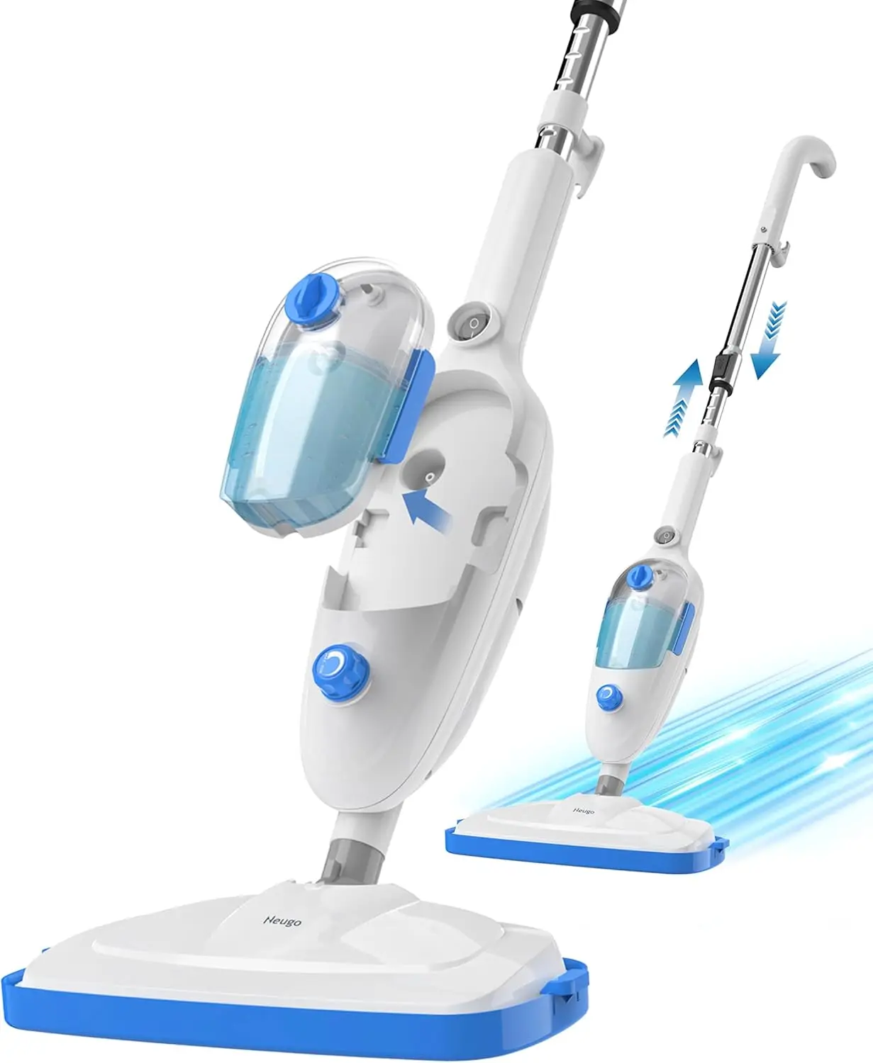 

Steam Mop for Hardwood Floor Cleaning, Lightweight Floor Steamer for Vinyl, Laminate, Carpet, Tile with Adjustable Steam & Height, 23ft Cord, 2 Washable Pads