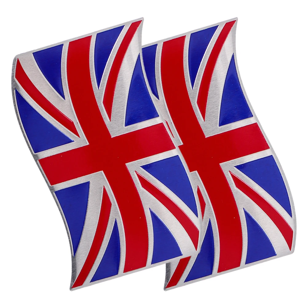 

2Pcs Flag Shape Car Stickers Aluminum Metal Decals for Cars Trucks Motorcycles Waterproof Uk Flag Badge Decal Automotive Vehicle