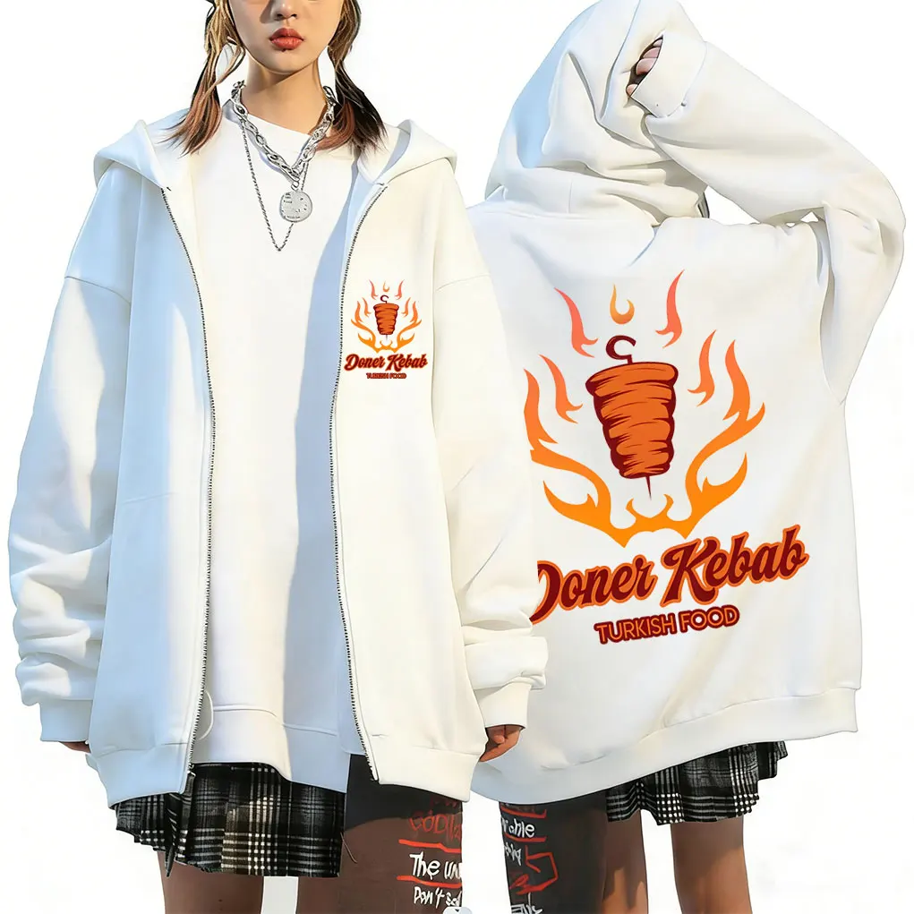 

Doner Kebab Turkish Food Funny Zipper Hoodie Men Fashion Oversized Zip Up Jacket Casual Oversized Unisex Zip Up Sweatshirt Coat