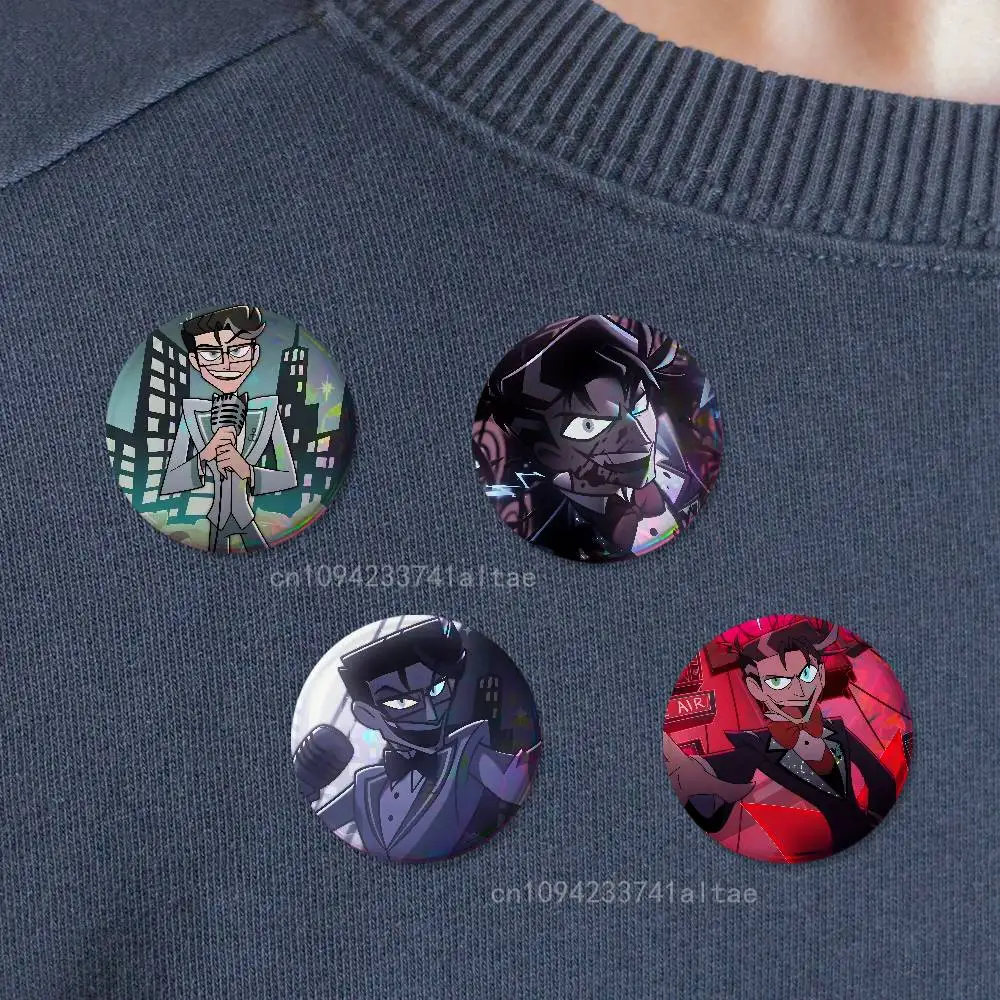 Vincent H-Hazbin Hotel Badges 25mm 32mm 44mm 58mm 75mm Round Cosplay Pin Bag Decor Fans Collect Friends Gifts Souvenir