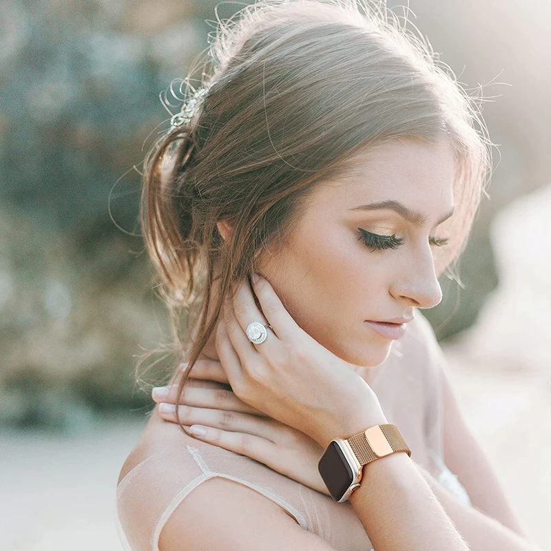 磁気ループappleの時計バンド44ミリメートル40ミリメートル45ミリメートル41ミリメートル38ミリメートル42ミリメートルアクセサリースマートウォッチブレスレットiwatchシリーズ7 4 5 6 seストラップ