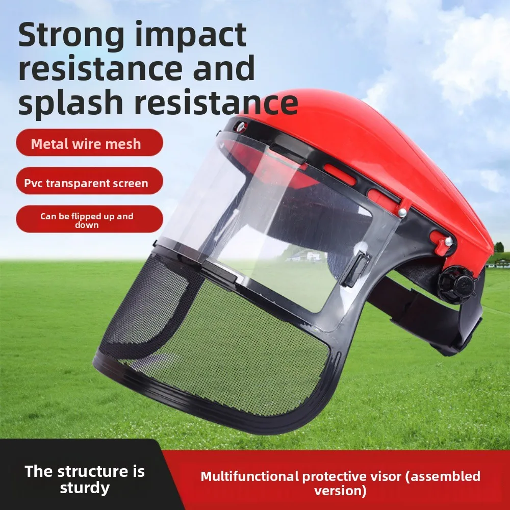 Professional Assembled Lawn Mowing Protective Face Shield – PVC & Transparent Acrylic Anti-spatter Impact-resistant Shield