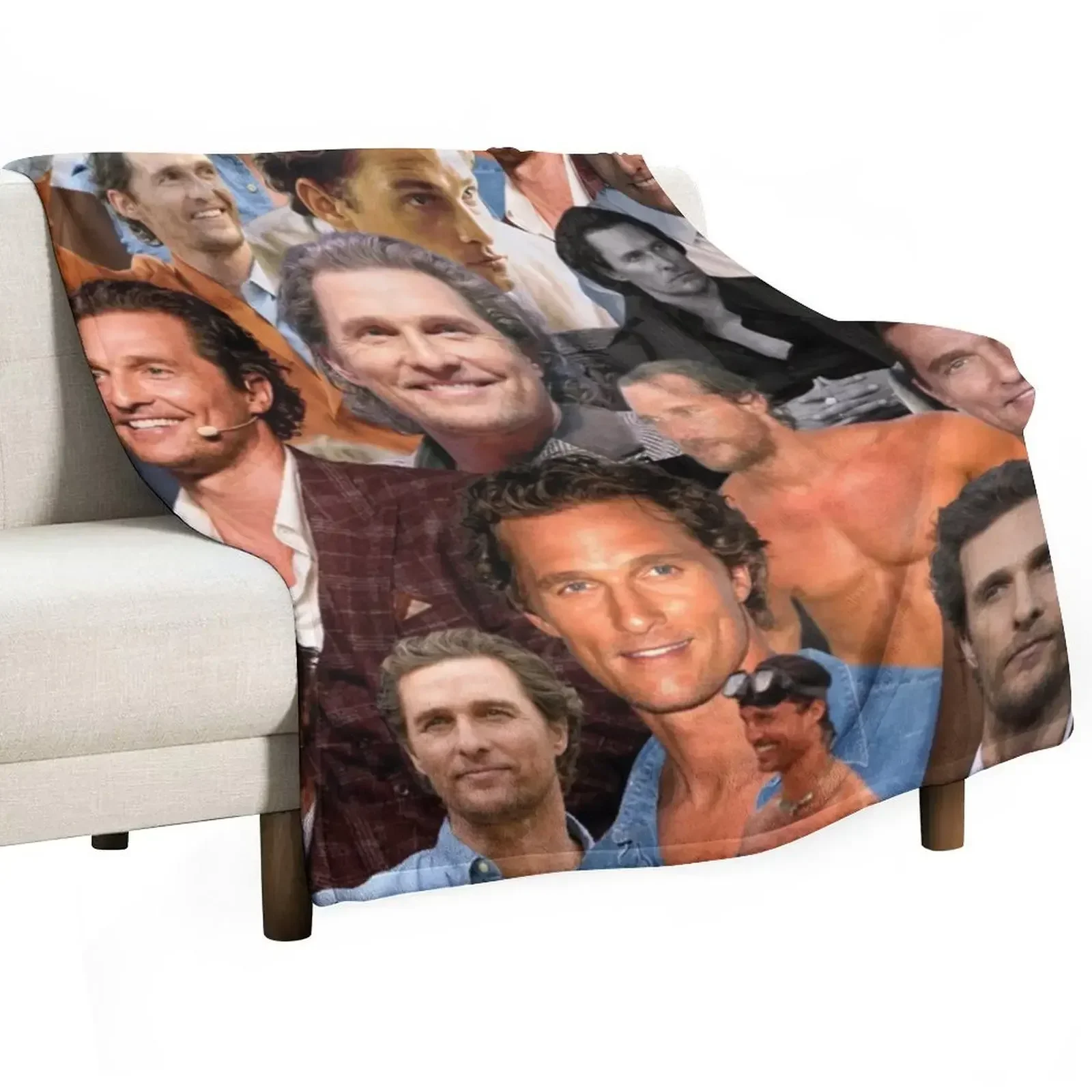 Matthew McConaughey photo collage Throw Blanket Travel Loose Stuffeds Nap Blankets