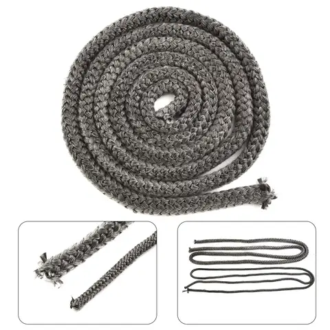 검은 스토브 화재 밧줄 나무 굽기 스토브 10/12mm 2m 길이 로그 버너 도어 씰 고온 Woodburner 벽난로 씰링