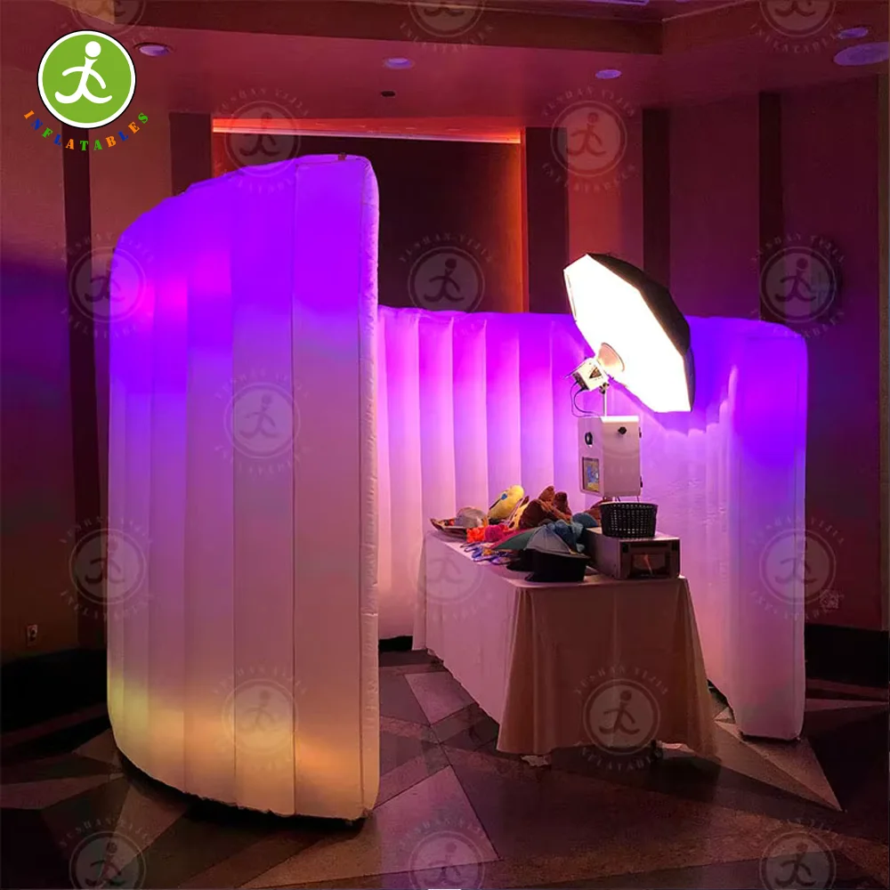 10/13ft 360 Inflatable Photo Booth Spiral Wall Decoration Enclosure Wall Backdrop 16 Color Changes RBG LED Color Light Party Wit