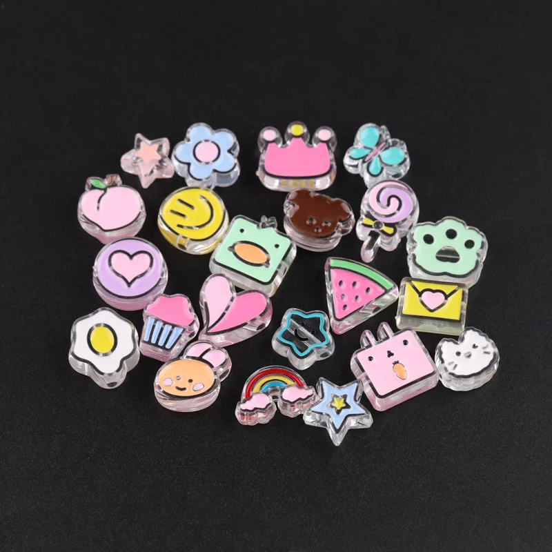 20PCS Transparent Acrylic Dripping Love Rainbow Beads Loose Spacer Beads For Jewelry Making DIY Bracelet Keychain Accessories