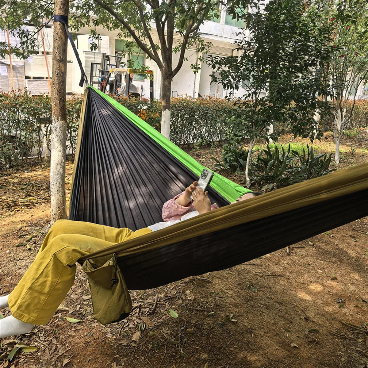 أرجوحة خارجية من قماش المظلة المصنوع من النايلون، كرسي أرجوحة ترفيهي للتخييم، مفرد مزدوج متعدد الألوان