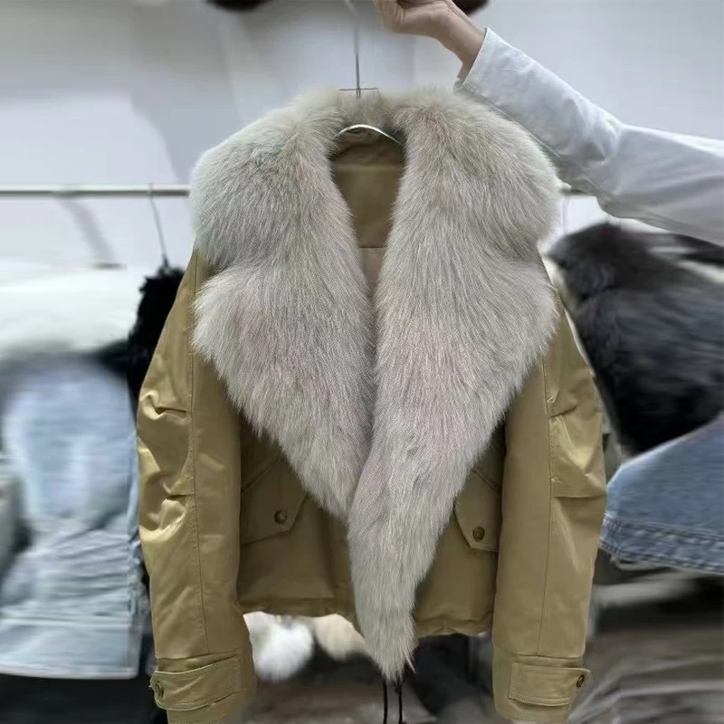    Collo in pelliccia giù Jaet Cappotto Parka da donna ort Thiened Faionable Casual Sle Taglio dritto 80% piumino