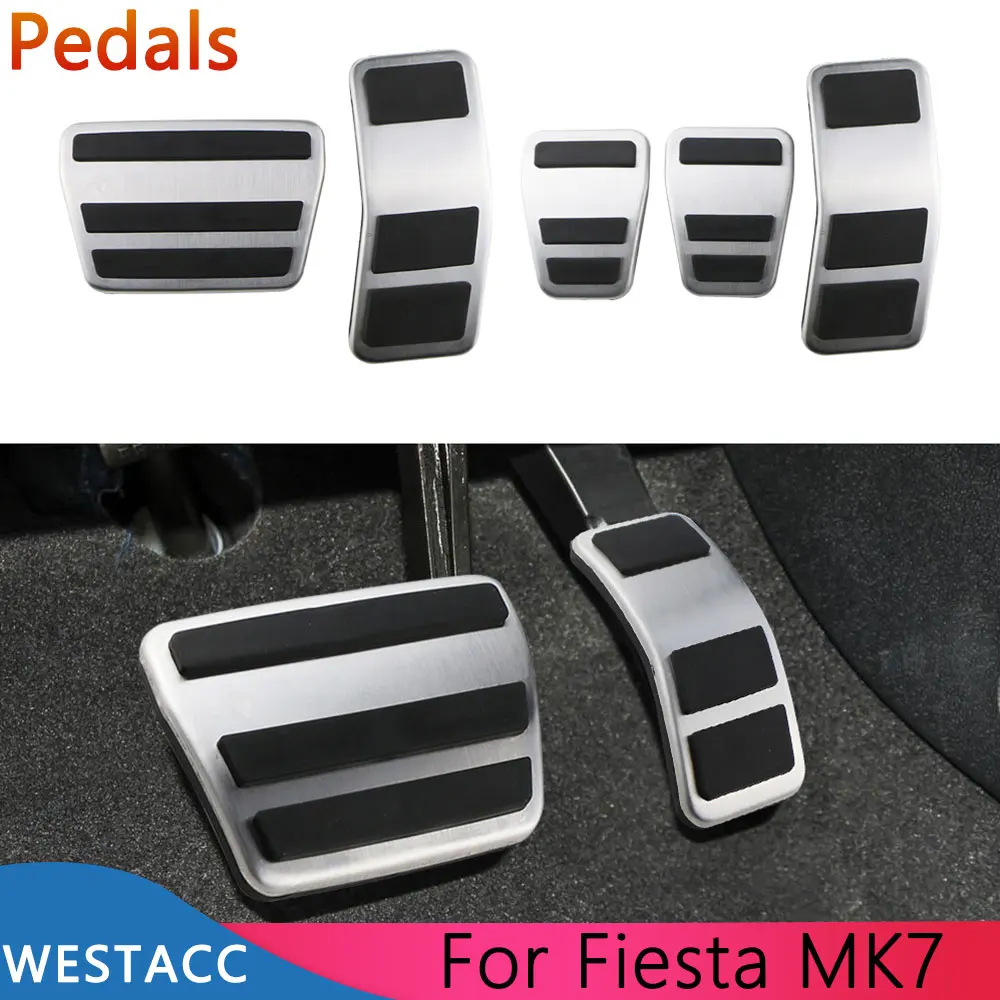 Stainless Steel Car Pedals for Ford Fiesta Mk7 2007 2008 2009 2010 2011 2012 Gas Fuel Brake Clutch Pedal Cover Pad Accessories