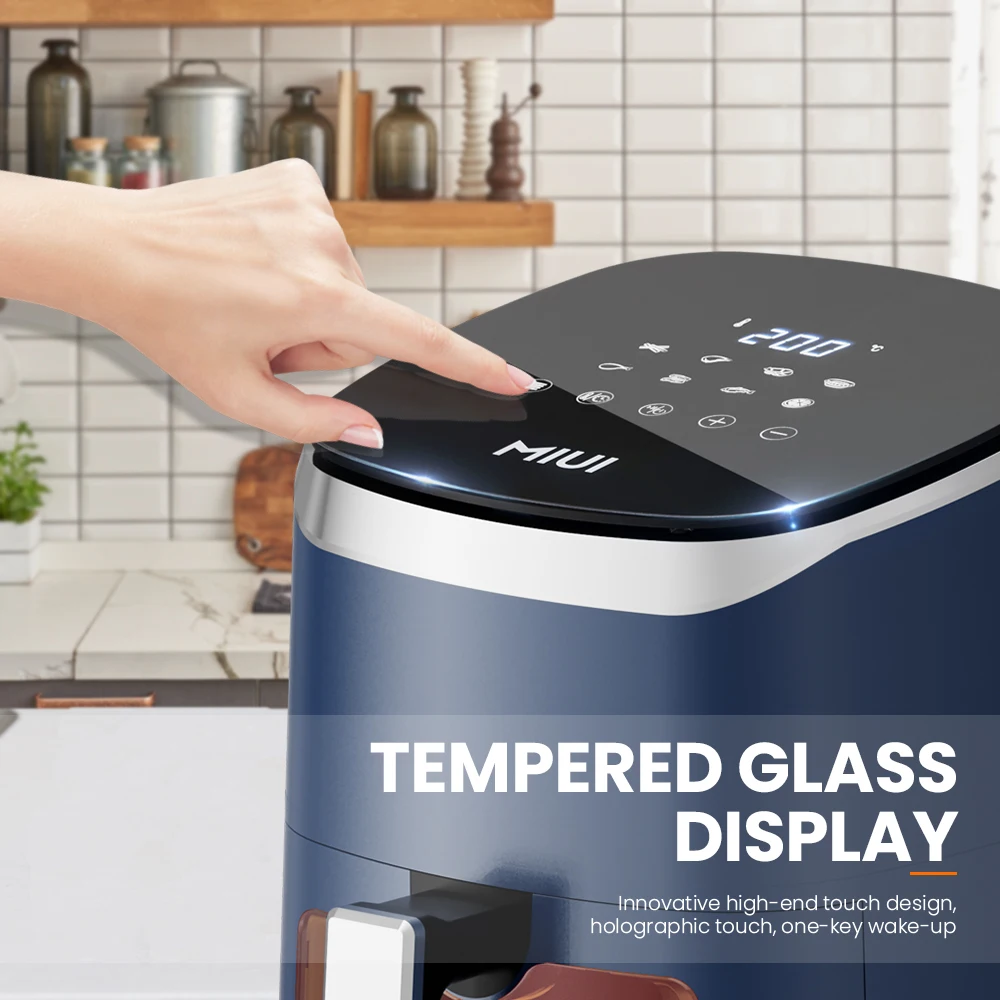 MIUI 4.5L/5L 에어 프라이어 오일이 없는 열풍 전기 프라이어, 창 및 터치 스크린 포함, 홈 스퀘어 딥 프라이어 오션 하트