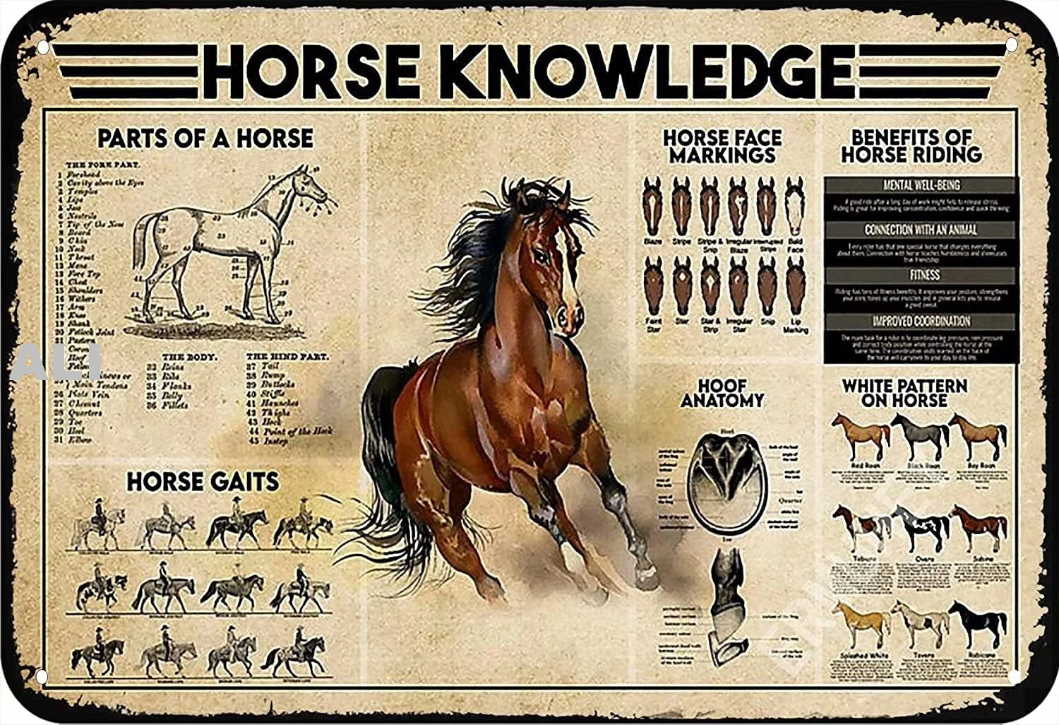 Horse Knowledge Metal Tin Sign,Benefits Of Horse Riding,Rest
