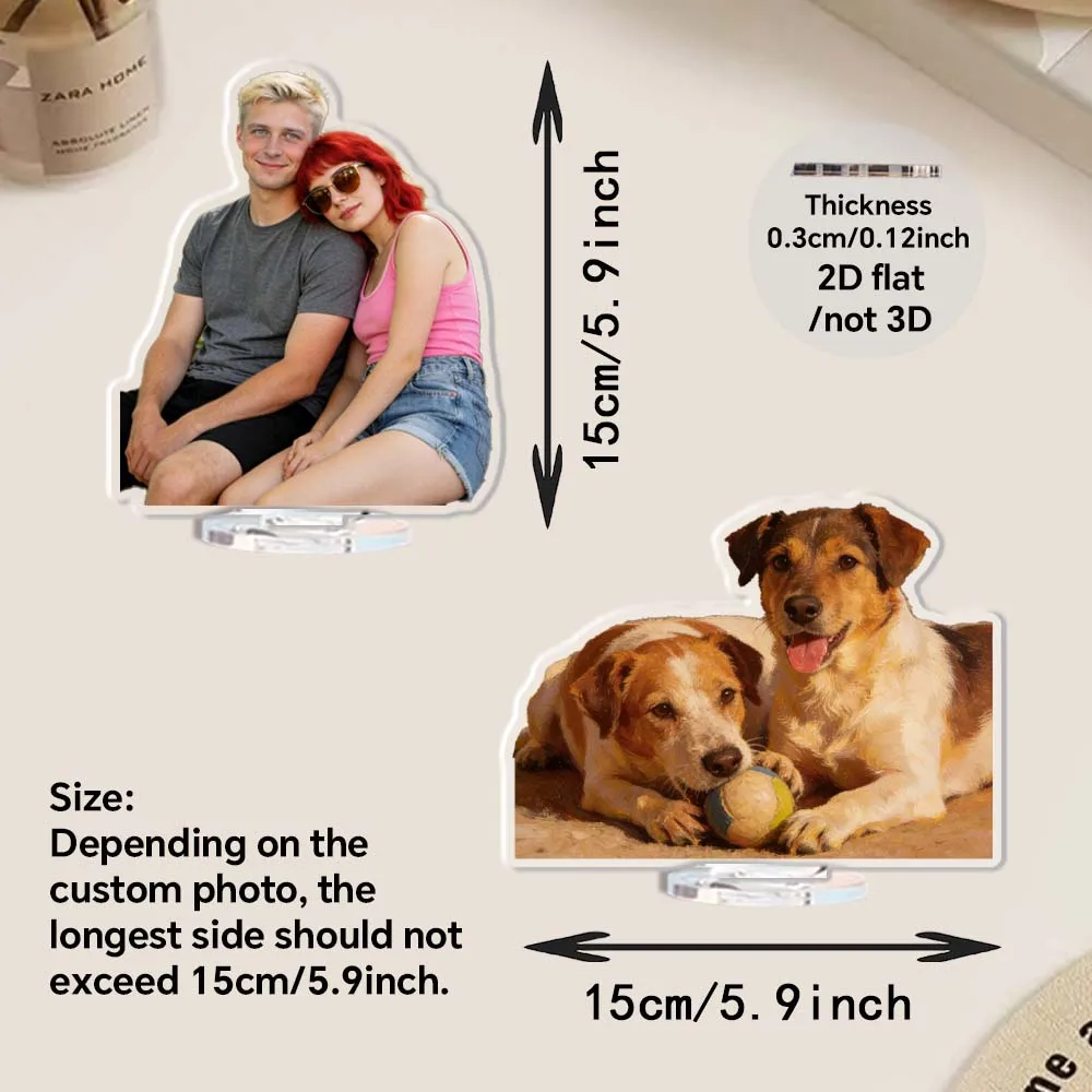 1 Stück/3 Stück Personalisierter Acryl-Fotoständer für den Schreibtisch, Individuelle Familien- und Freunde-Stern-Cartoon-Charakter-Bilder