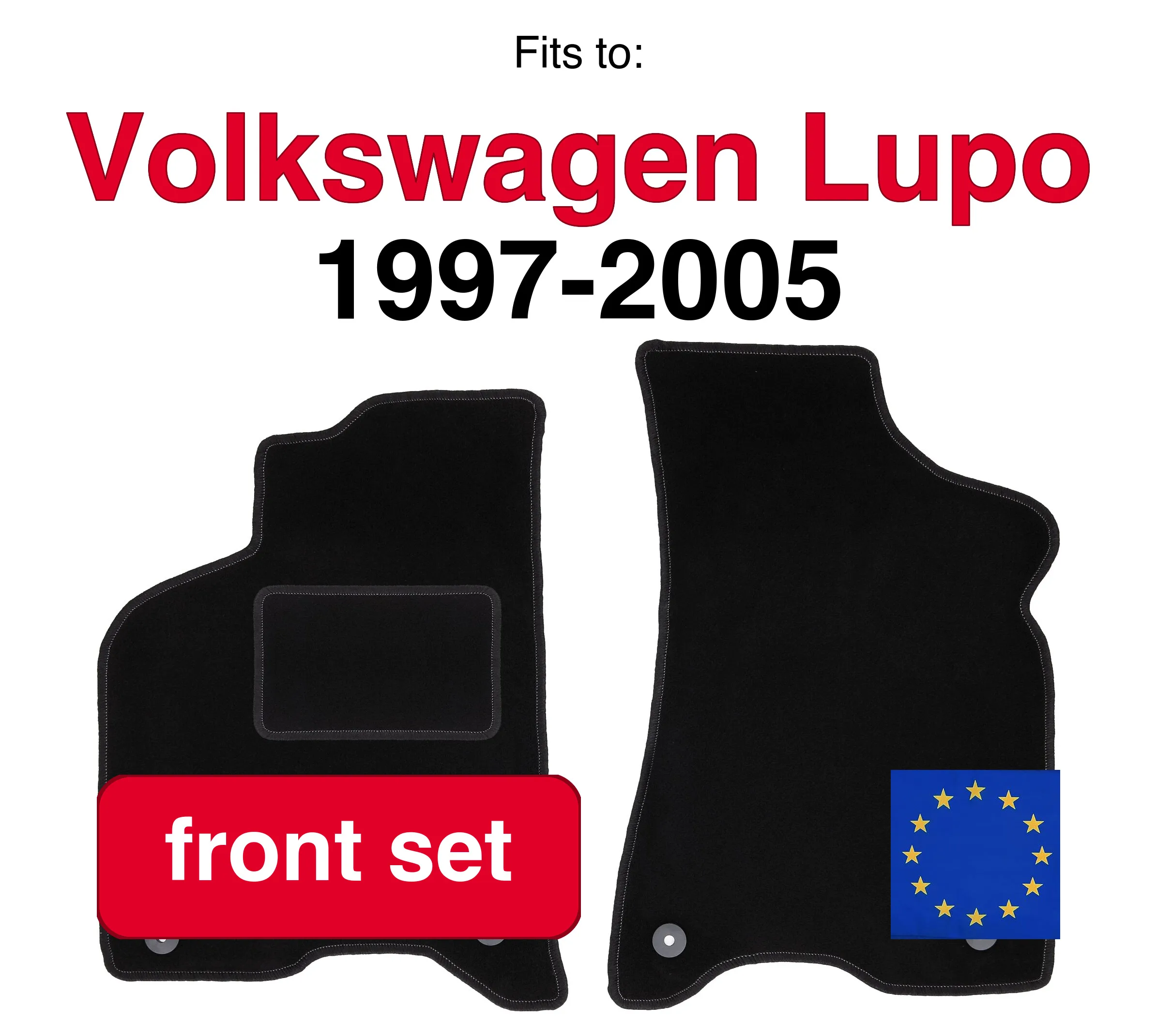 Auto velours vloermatten voor Volkswagen Lupo hatchback (1997-2005) - Zwart (2 stuks) set vloermatten voor in de auto