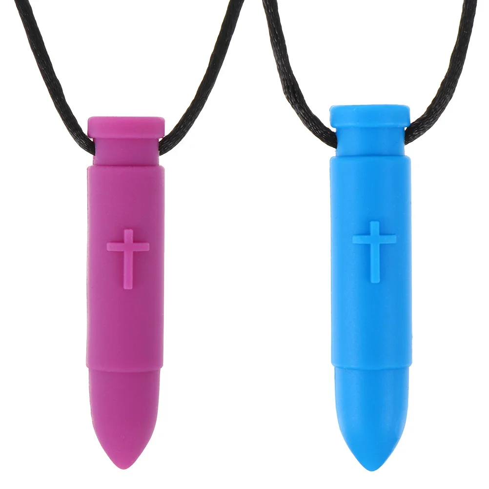 

2 шт., ожерелья для прорезывания зубов, гладкий силиконовый жевательный кулон, облегчение боли, десны, детское жевательное ожерелье, ожерелье для прорезывания зубов