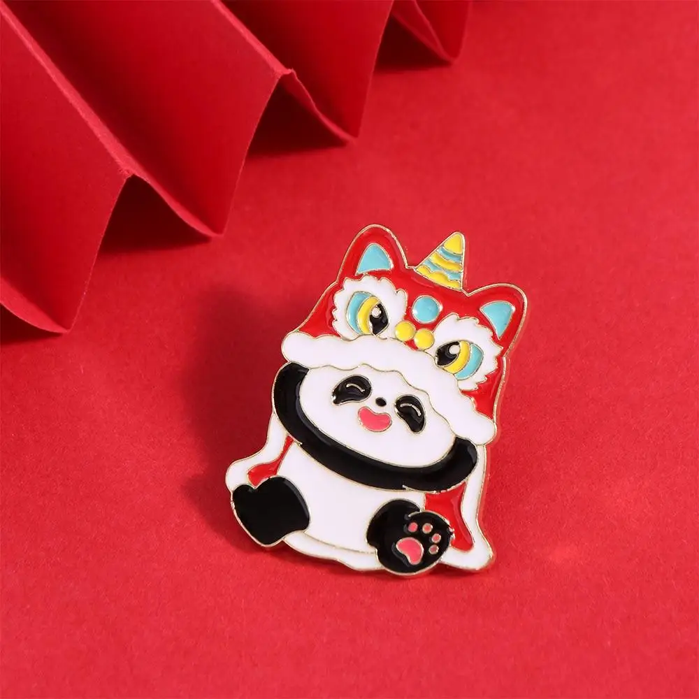 Zinc Alloy Chinese Style Panda Brooch Tai Chi Lion Dance Juggling Craft Cartoon Opera Panda Badge Collection Trinket