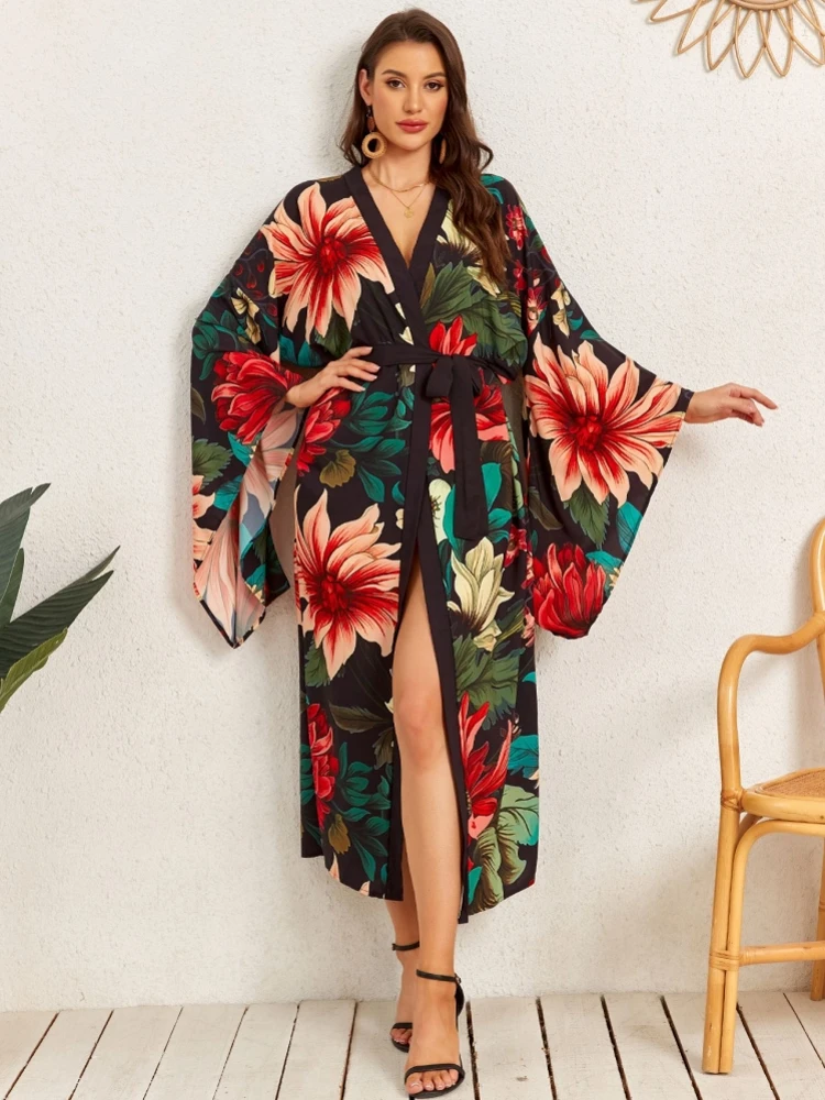 

One Piece Cover Up Beach Kimono For Women Swimsuit Cover Up Wrap Dresses Seaside Bathing Suits Beachwear (excluding Swimsuits)
