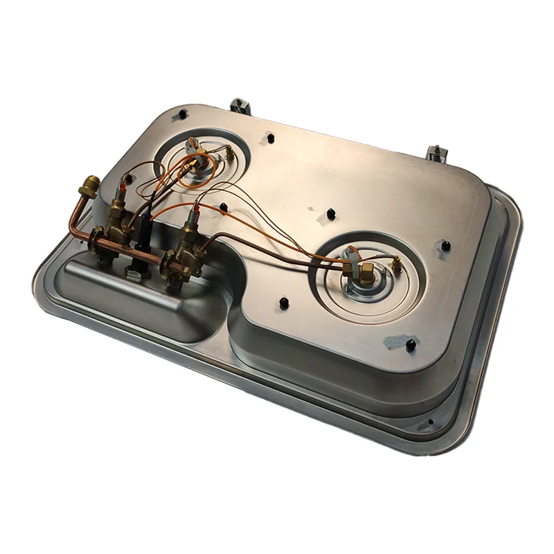 RV Interior Accessories Kitchen Appliances Stainless Steel Gas Stove 2 Burner Fliptop Gas Cooktop For RV Camper Yacht