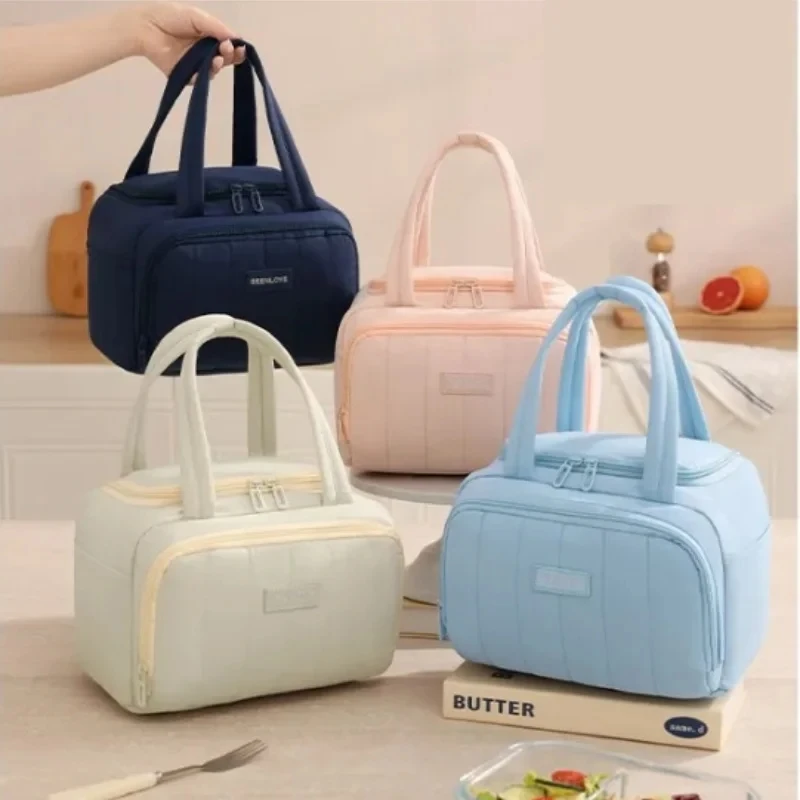 Quilted Insulated Leakproof Insulated Lunch Box Large Capacity Travel Lunchbox Lunch Tote Bags for Work Travel Beach Or Picnic