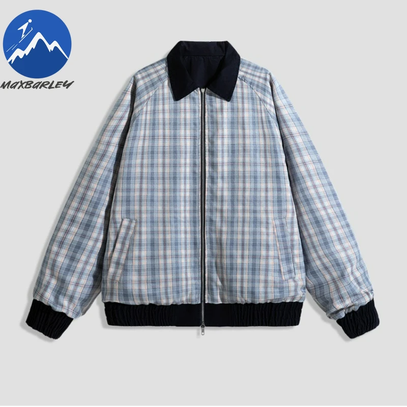 

Maxbarley Fashion American Jacket Man Lapel Color Block Double Sided Windbreaker Men Women Hip-hop Loose Work Clothes Autumn New