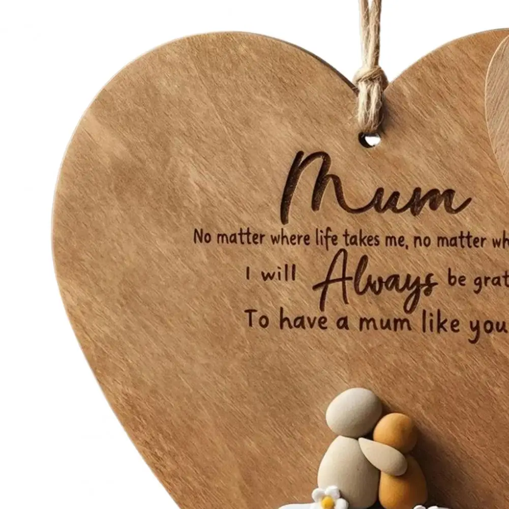 

Wooden Ornament Rustic Heart-Shaped Anti-deformation Wall Plaque Heart Keepsake for Mother's Day Birthday Christmas Gift