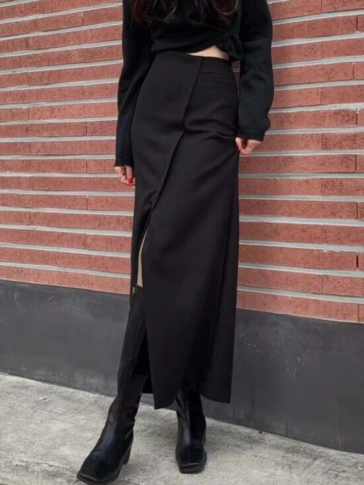 Korobov Summer High Waist Skirts for Women Slim Irregular Slit Design Over The Knee Long Skirt Korean Fashion Ropa De Mujer