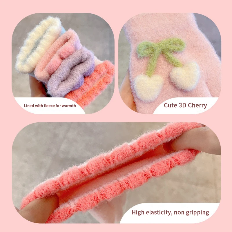 6-12 سنة الكورية الحلو الكرز الحب الأطفال الدافئة قفازات كاملة الأصابع الشتاء يندبروف رشاقته الفتيان الفتيات طفل الدراجات القفازات