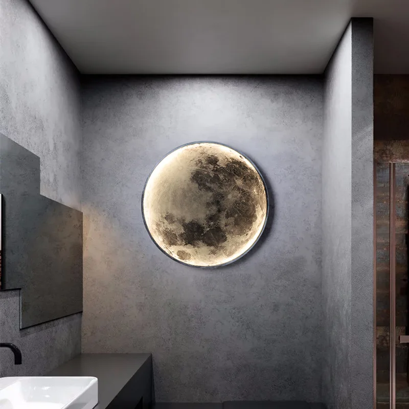 

Moon Wall Lamp Simple Modern Aisle Mural Lamp Living Room Background Decorative Painting Bedroom Bedside Wall Hanging Wall Lamps