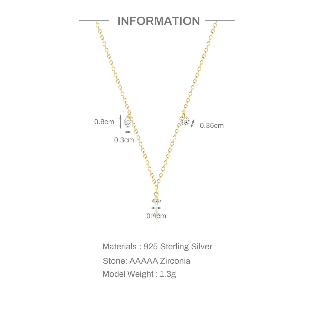 

Canner S925 Sterling Silver Eco-Friendly Gold Multi-Layer Plated Zirconia Flower Geometric Pendant Women's Choker Necklace