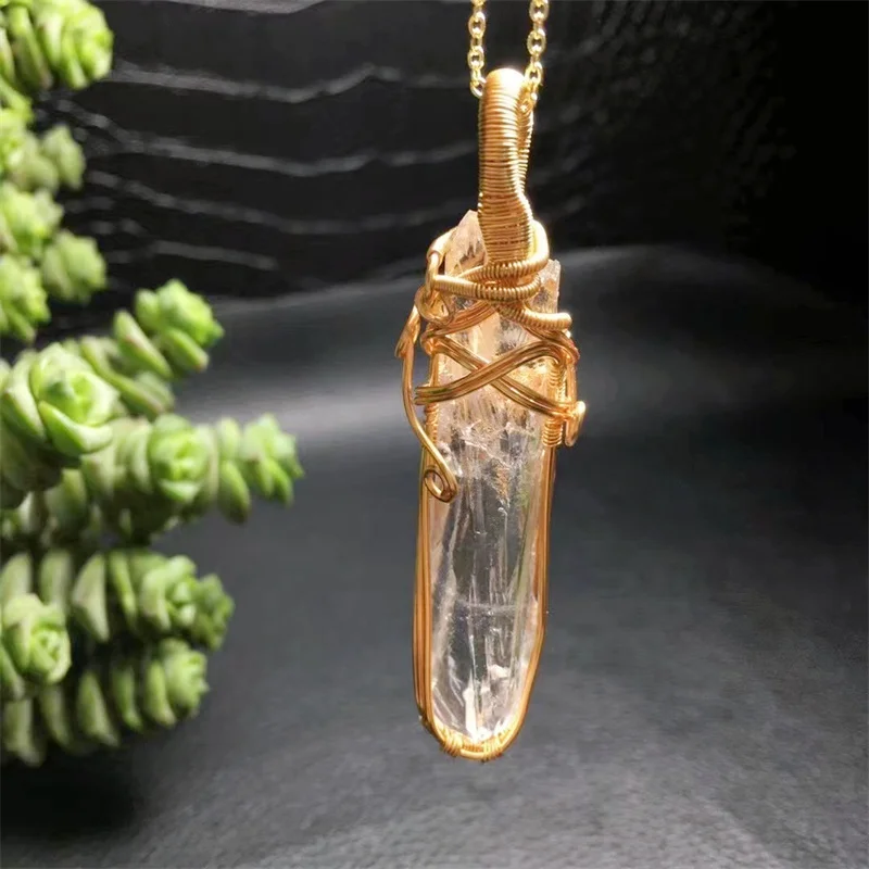 Natural Columbia Quartz Pendant Healing Necklace Fashion Classic Women Jewelry Accessories Exquisite Gift 1pcs