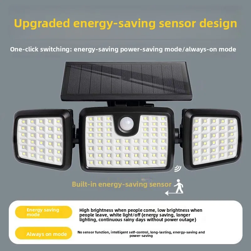 2026 Triple Rotatable Solar Waterproof Wall Light Basic Wide Angle Equipment For Home Garden Garage Fence Decor