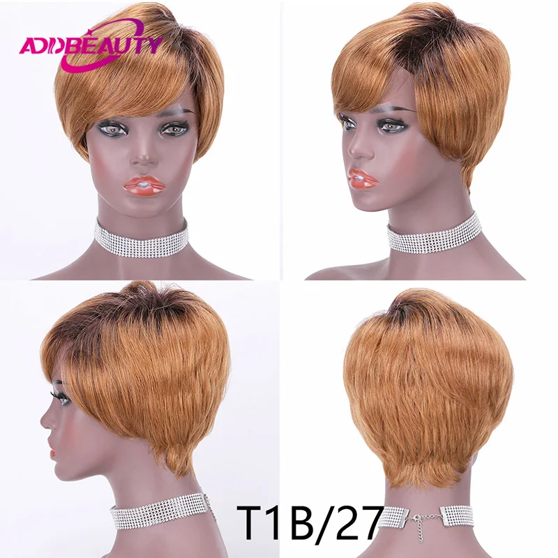 Machine Made Human Hair Wigs for Black Women Pixie Cut Short Hair Wig Glueless Clips in Hair Extension Natural Human Hairpiece