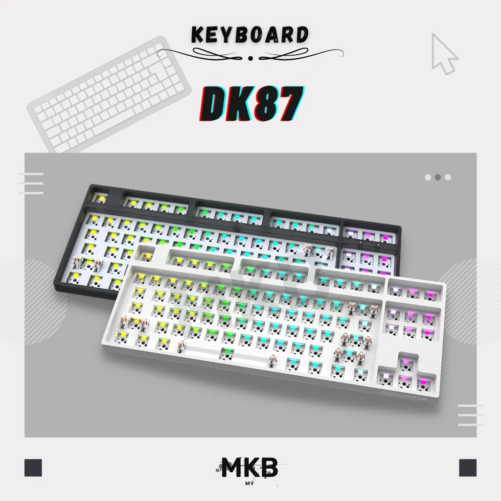 

[READY STOCK] DK87 Keyboard Kit TKL Hot-Swap Custom RGB Tri-Mode 2.4Ghz Bluetooth TypeC Silicon Dampener Custom Software