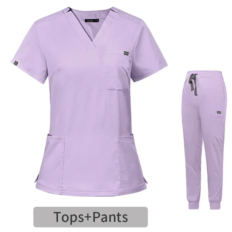 Nuovi Scrub Accessori infermieristici Abiti chirurgici medici Medico Infermiere Scrub speciali Minimalista Tinta unita Abbigliamento da lavoro Donna Uomo