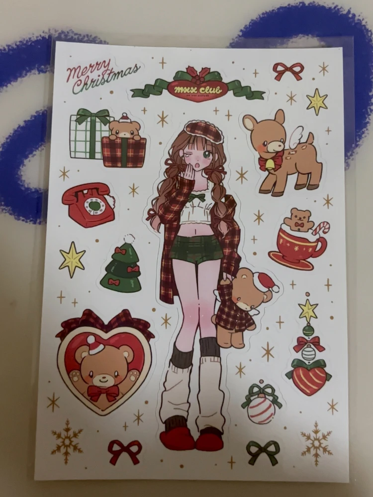 

Korean Sweet Cool Girl Stickers INS Cute Cartoon Character Decals for Scrapbook Card DIY Decor